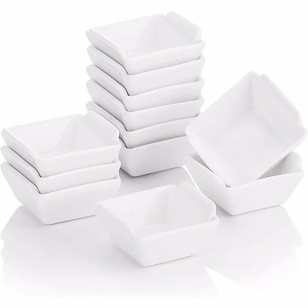 MALACASA 2.5 in. White Porcelain Ramekins Set of 12, Ceramic Souffle Dishes and Serving Bowls