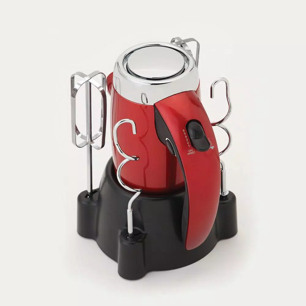 Betty Crocker 7-Speed Red Hand Mixer with Mini Stand, 250W