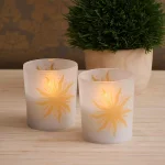 LUMABASE Mosaic Sun Battery Operated LED Candles with Frosted Glass, 2-Count thumbnail 3