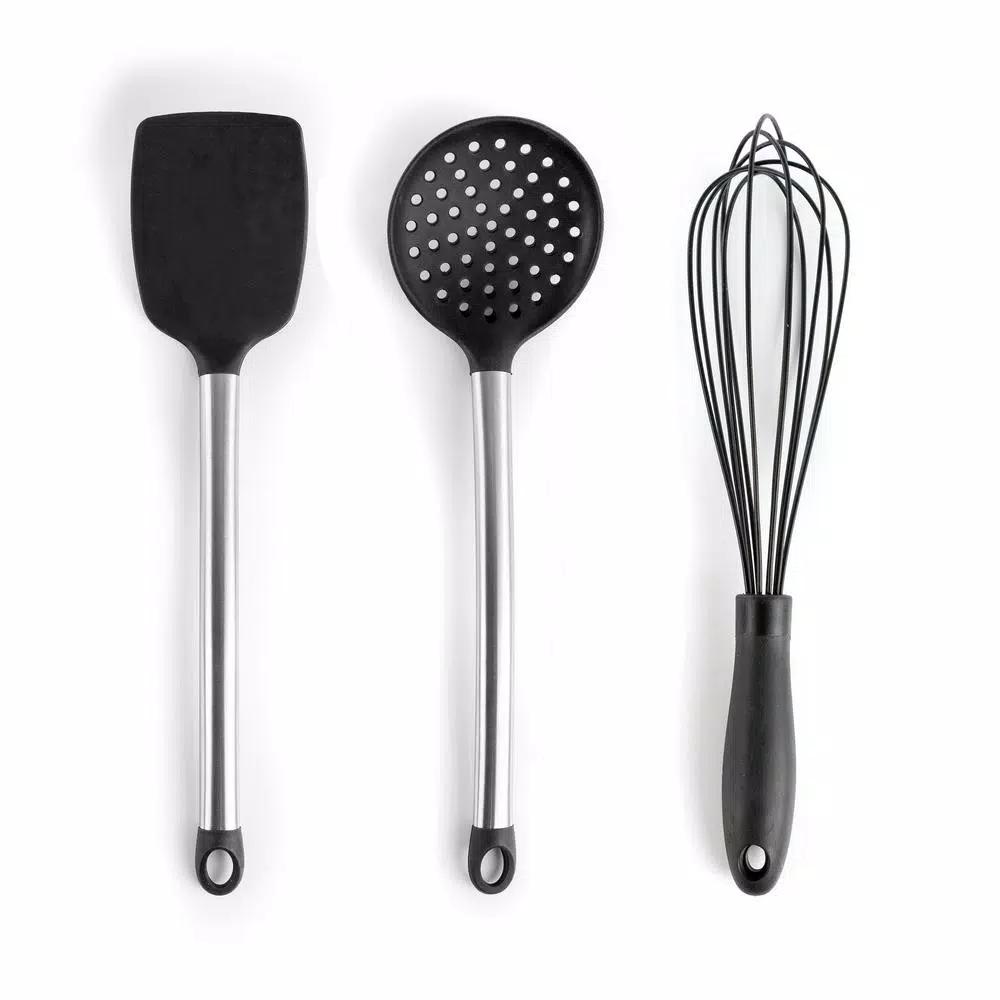 MegaChef 14-Piece Gray Silicone and Stainless Steel Kitchen Utensil Set