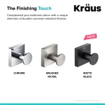 KRAUS Ventus Matte Black Solid Brass Robe and Towel Hook thumbnail 6
