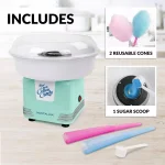Nostalgia Retro Aqua Cotton Candy Maker - Works with Hard Candy & Sugar Free Candy thumbnail 3