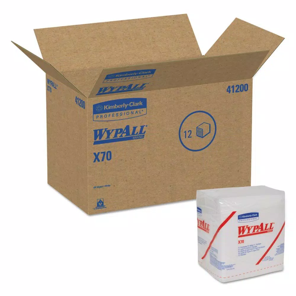 WypAll X70 White Quarterfold Wipers, 76-Pack (Case of 12)