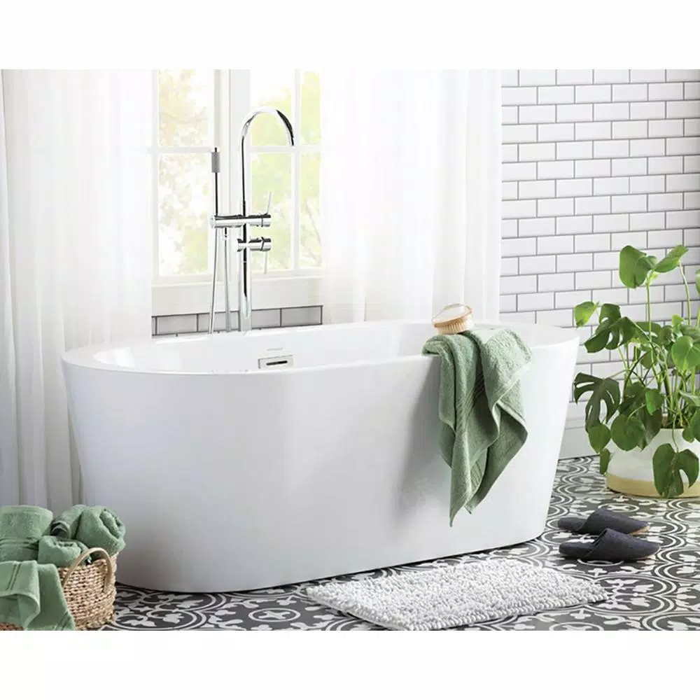 Vanity Art 46 in. Freestanding Single Handle Claw Foot Tub Faucet with Hand Shower, Polished Chrome