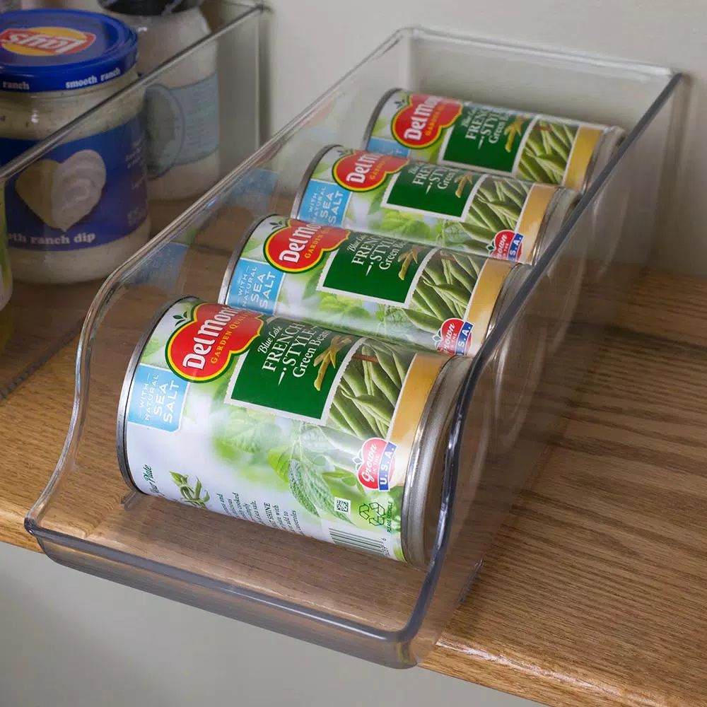 Home Basics Clear Plastic Soda Can Holder - 8 Can Capacity Refrigerator Organizer