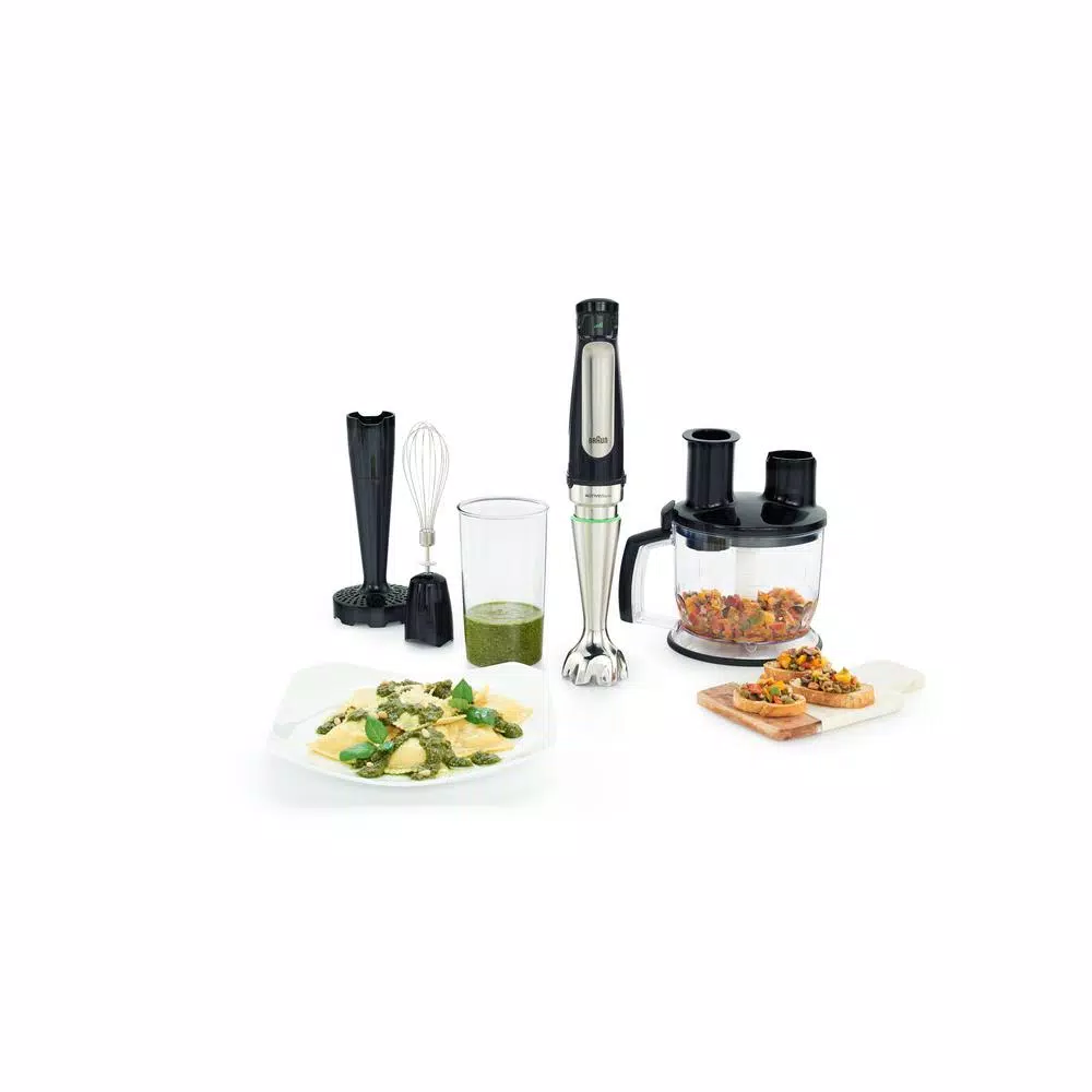 Braun MQ7077X MultiQuick SmartSpeed Immersion Hand Blender Set with Food Processor, Whisk, and Masher