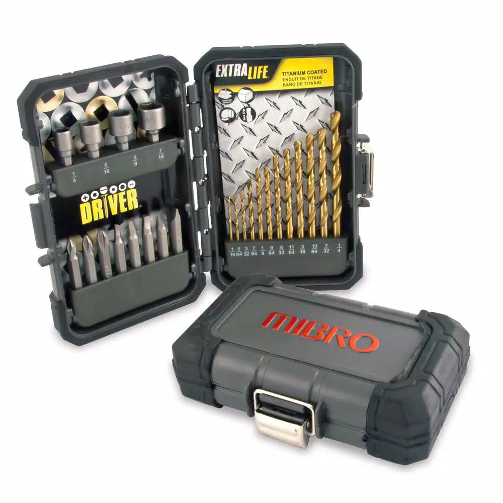 MIBRO 24-Piece Titanium Drill Bit, Screwdriver Bit, and Nut Setter Set