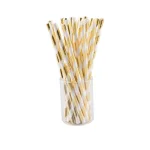 Sugar Plum Party SugarPum Boho Collection 50-Piece Glam Gold and White Assorted Disposable Paper Straws thumbnail 1