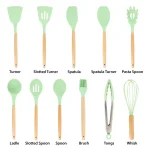 MegaChef 12-Piece Mint Green Silicone and Wood Kitchen Utensil Set thumbnail 4