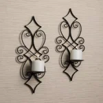 Danya B Casablanca Black Wrought Iron Candle Sconce Set of 2 thumbnail 1