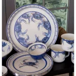 Golden Rabbit Blue Crab Enamelware 10.5 in. Round Dinner Plate Set of 4 thumbnail 6