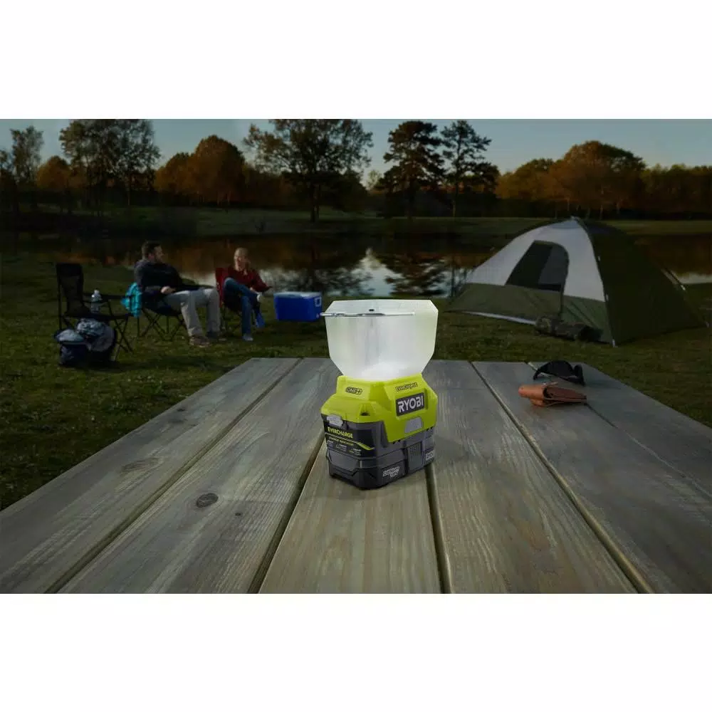RYOBI 18V ONE+ Cordless LED Area Light Kit with EVERCHARGE Wall Mount Adaptor, 2.0 Ah Battery & Charger