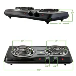 Ovente BGC102B Electric Double Coil Hot Plate Burner, 1700W, Black thumbnail 2