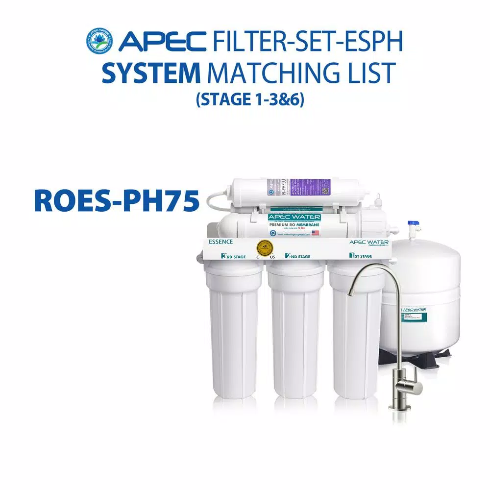 APEC Water Systems Essence 10 in. Replacement Filter Set for APEC Water Systems ROES-PH75 with pH+ Re-Mineralization Filter