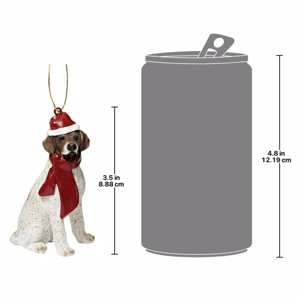 Design Toscano Pointer Dog Holiday Ornament Sculpture, Hand-Painted Resin