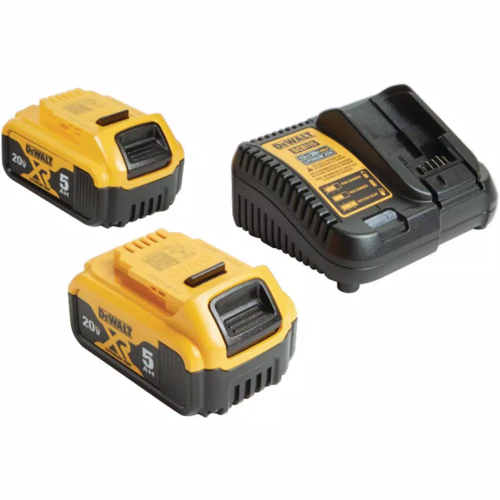 DEWALT 20V MAX XR 5.0Ah Lithium-Ion Battery & Charger Kit with Bag (2-Pack)