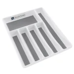Lavish Home White Durable Plastic 6-Section Drawer Organizer for Kitchen and Office thumbnail 1