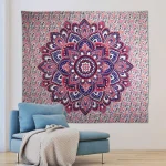 WallPops Myra Pink and Purple Mandala Floral Wall Tapestry - Bohemian Cotton Wall Hanging thumbnail 1