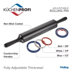 Frieling Kuchenprofi Adjustable Rolling Pin Set with 3 Thickness Rings thumbnail 2