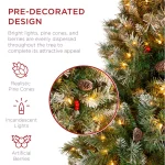 Best Choice Products 6 ft. Pre-Lit Flocked Artificial Christmas Tree with 250 Warm White Lights, Berries & Pinecones thumbnail 3