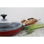 Chasseur 11 in. Enameled Cast Iron Frying Pan with Glass Lid, Red thumbnail 3