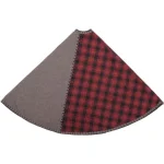 VHC Brands 48 in. Andes Charcoal Grey and Red Buffalo Check Rustic Cotton Christmas Tree Skirt thumbnail 3