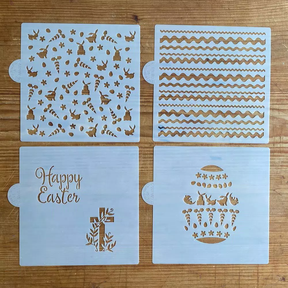 Designer Stencils Happy Easter Variety Cookie Stencil Bundle - 5 Patterns for Decorating