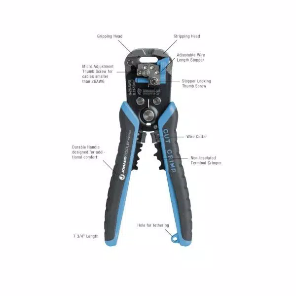 Jonard Tools WSC-826 3-in-1 Wire Stripper, Crimper, and Cutter (8-26 AWG)