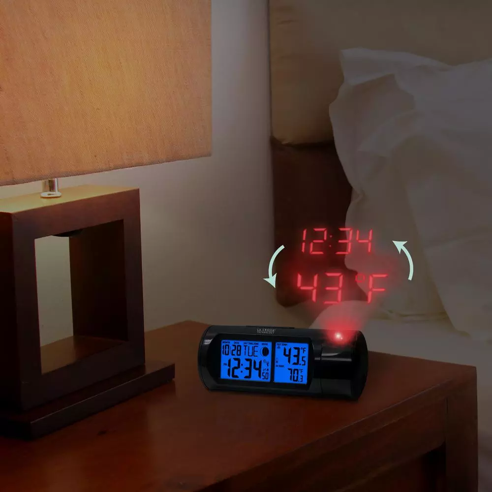 La Crosse Technology WWVB Atomic Digital Projection Alarm Clock with Wireless Outdoor Temperature Sensor