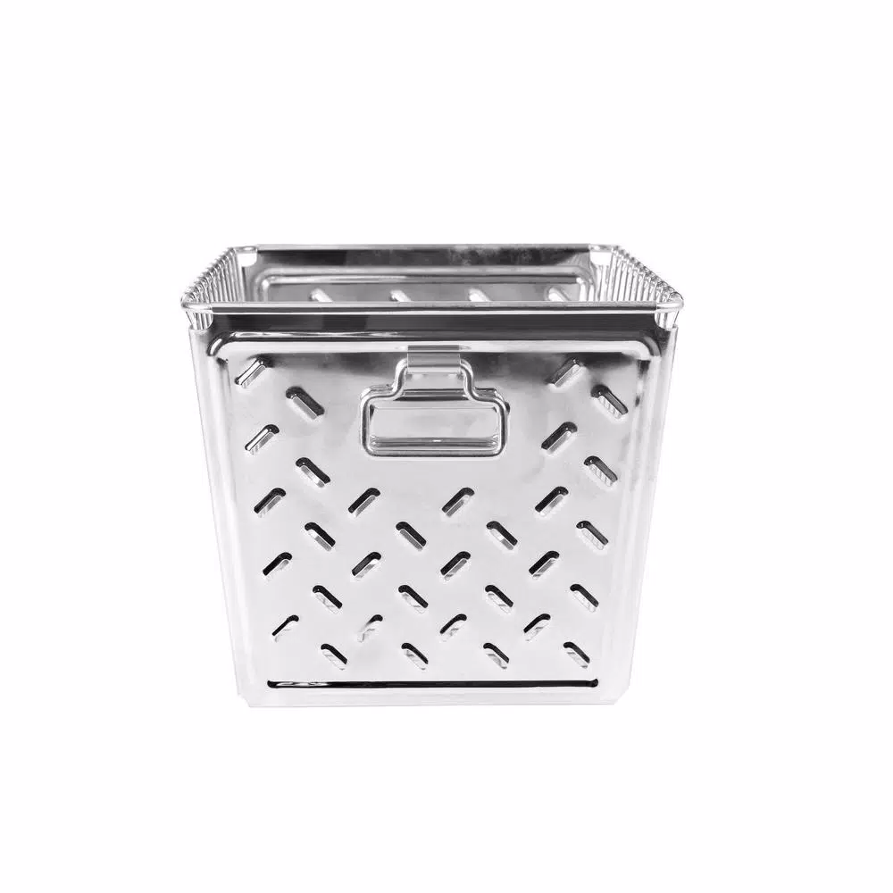 Spectrum Macklin Medium Metal Storage Basket, Zinc Plated Steel with Label Plate