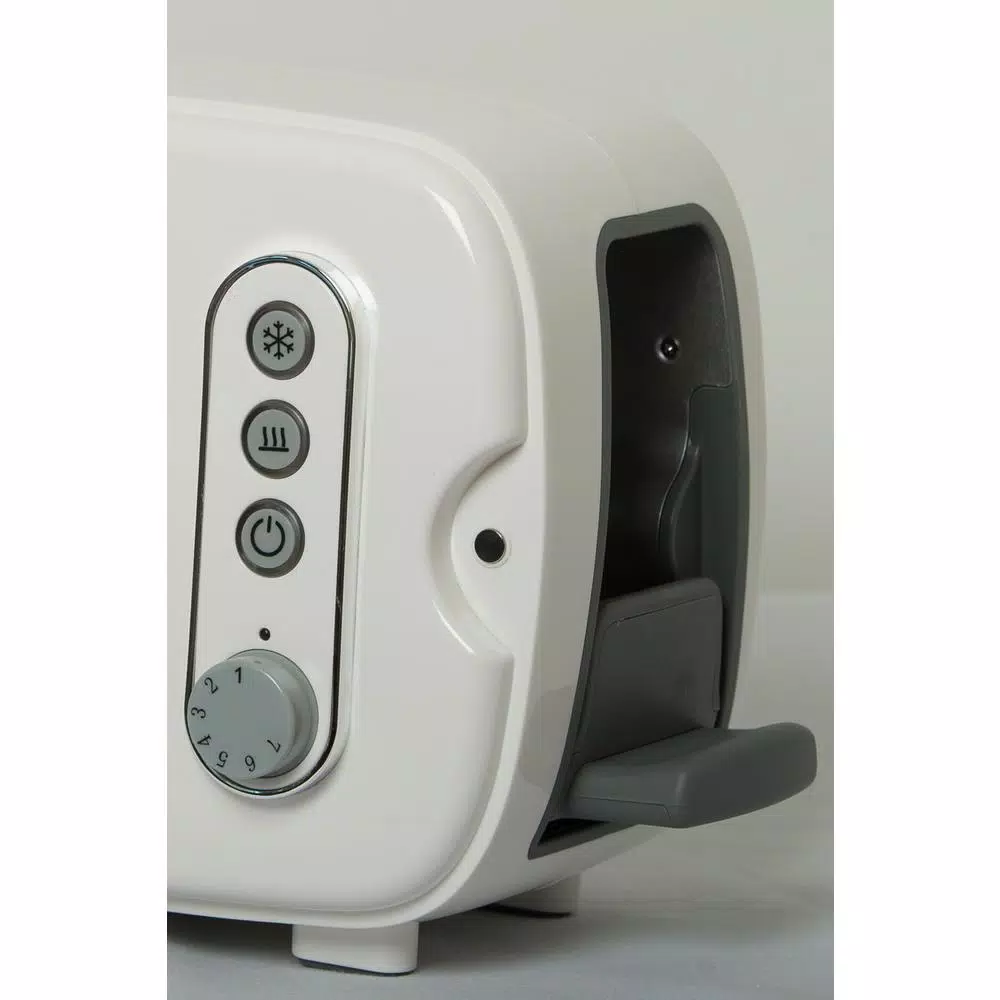 BergHOFF Seren 3-Slice White Wide Slot Toaster with Crumb Tray and Side Loading Design