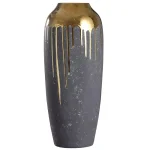 StyleCraft Marloe Charcoal and Gold Ceramic Table Vase, Contemporary Urn Shape thumbnail 1