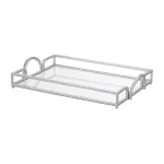 Home Decorators Collection Silver Hammered Metal Decorative Rectangle Mirror Tray thumbnail 6