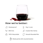 TOSSWARE Unbreakable 14 oz. Stemless Plastic Wine Glasses, Clear, Set of 252 thumbnail 3