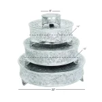 Benzara Silver Aluminum Cake Stand Set of 4 - Assorted Sizes with Intricate Carved Embossed Pattern thumbnail 2