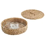 Artland Garden Terrace 13.5 in. Chip and Dip Server with Water Hyacinth Base and Lid thumbnail 1