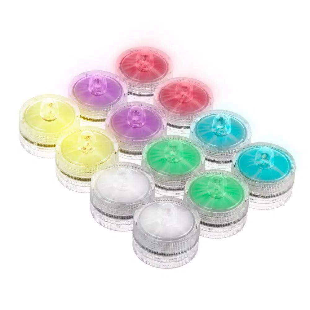 Lavish Home Waterproof LED Color Changing Tealights, 12-Pack - Multi-Colored Votive Lights