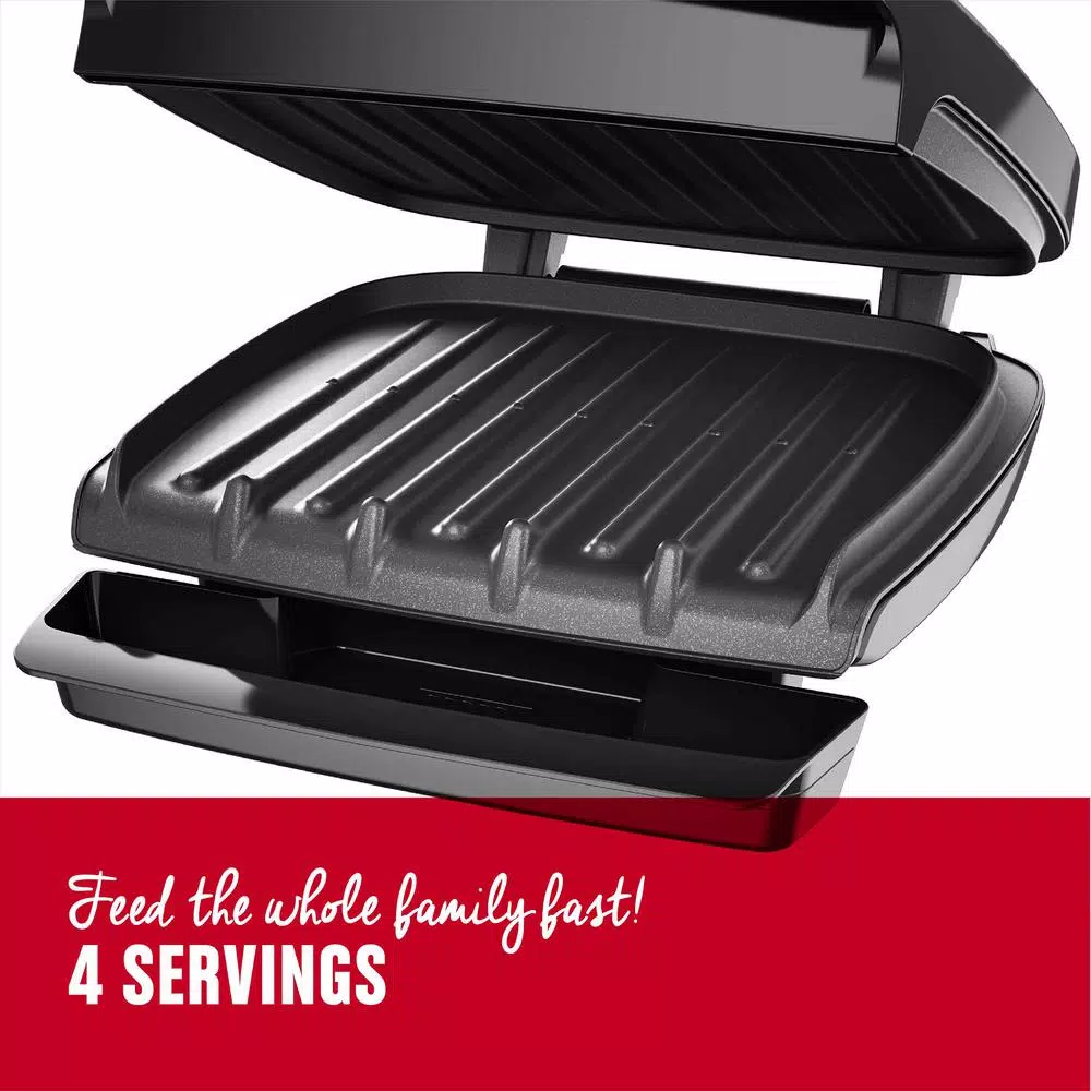 George Foreman Classic 4-Serving Indoor Grill and Panini Press, 60 sq. in., Black