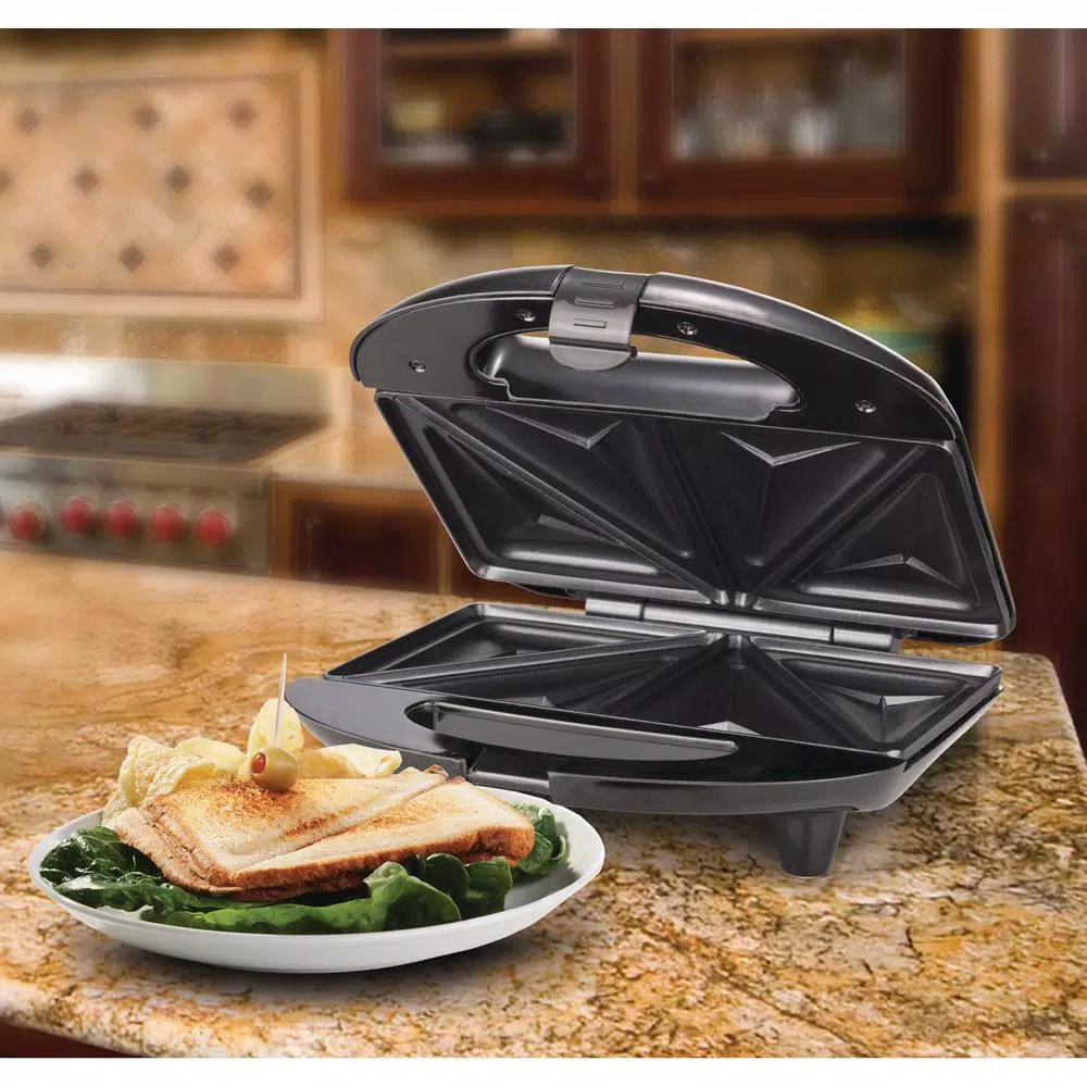 Brentwood Appliances 750W Compact Dual Sandwich Maker, Nonstick, Black