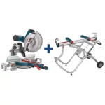 Bosch 12 in. 15 Amp Dual-Bevel Sliding Glide Miter Saw Combo Kit with T4B Gravity-Rise Stand thumbnail 1