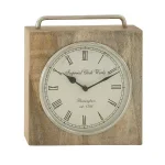 LITTON LANE Rustic Mango Wood and Iron Square Table Clock, 11 x 10 in. thumbnail 2