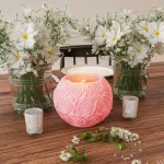 Lavish Home Rose Embossed Ball LED Flameless Candle with Remote, Rose Scented Real Wax thumbnail 5