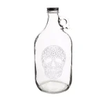 Cathy's Concepts 64 oz. Sugar Skull Glass Craft Beer Growler with Screw-Top Lid and Handle thumbnail 1