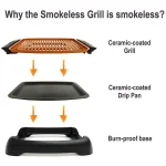 Gotham Steel 234 sq. in. Black Copper Non-Stick Ti-Ceramic Smokeless Indoor Electric Grill & Griddle thumbnail 7