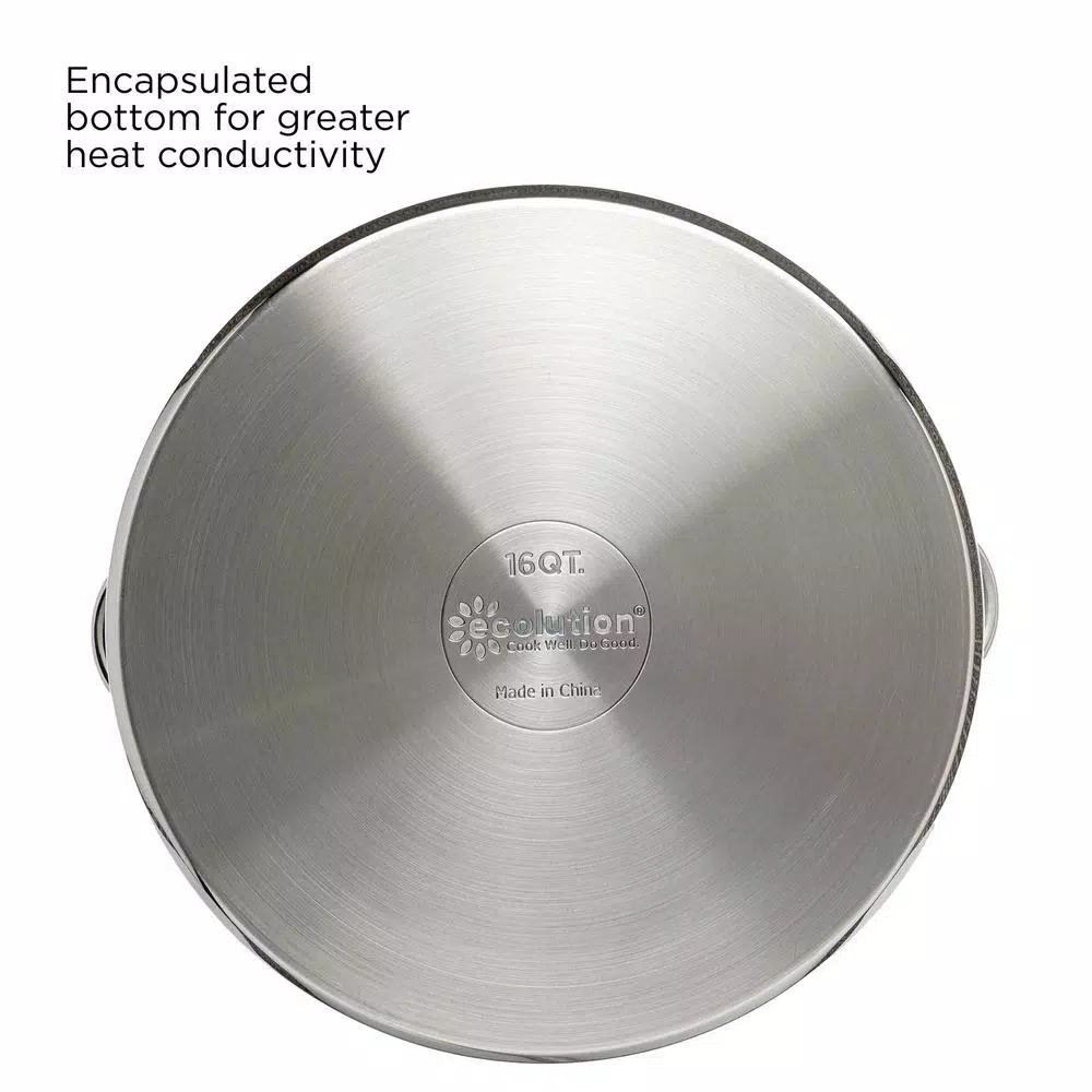 Ecolution Pure Intentions 16 Qt. Stainless Steel Stock Pot with Glass Lid