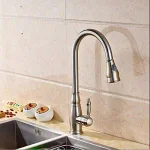 Vanity Art Brushed Nickel Single-Handle Pull-Down Kitchen Faucet with 360 Degree Swivel Spout thumbnail 4