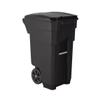 Suncast Commercial 32 Gal. Gray Plastic Wheeled Trash Can with Attached Lid thumbnail 1
