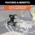 CURT 8-Inch Dual Receiver Extender, 2-Inch Shank, 3,500 lbs. Capacity, 5-13/16" Rise thumbnail 4