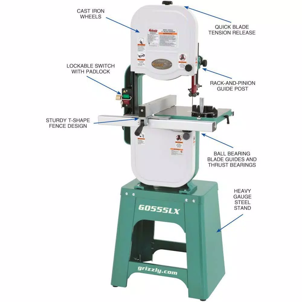 Grizzly Industrial G0555LX 14 in. Deluxe Vertical Bandsaw with Stand