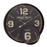LITTON LANE 35 in. Vintage Round Wall Clock - Distressed Black Metal Industrial Design thumbnail 3